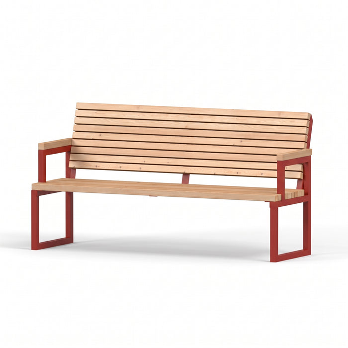 Gewerbefabrik Sitzbank Eppendorf Outdoor Bank Parkbank Holz Rot RAL 3001