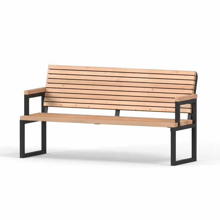 Gewerbefabrik Sitzbank Eppendorf Outdoor Bank Parkbank Holz Schwarz RAL 9017