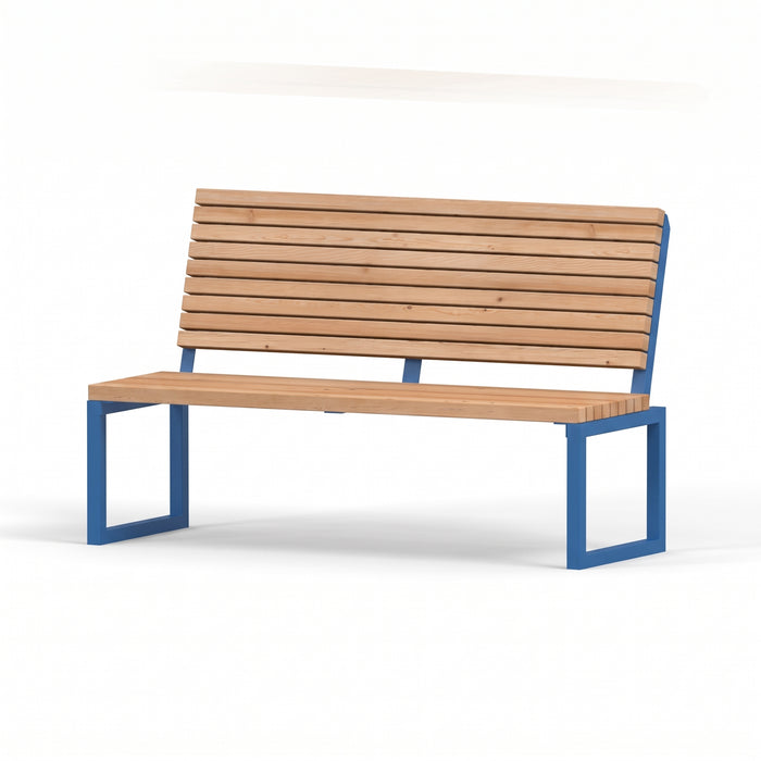 Gewerbefabrik Sitzbank Eppenrod Outdoor Bank Parkbank Holz Blau RAL 5005