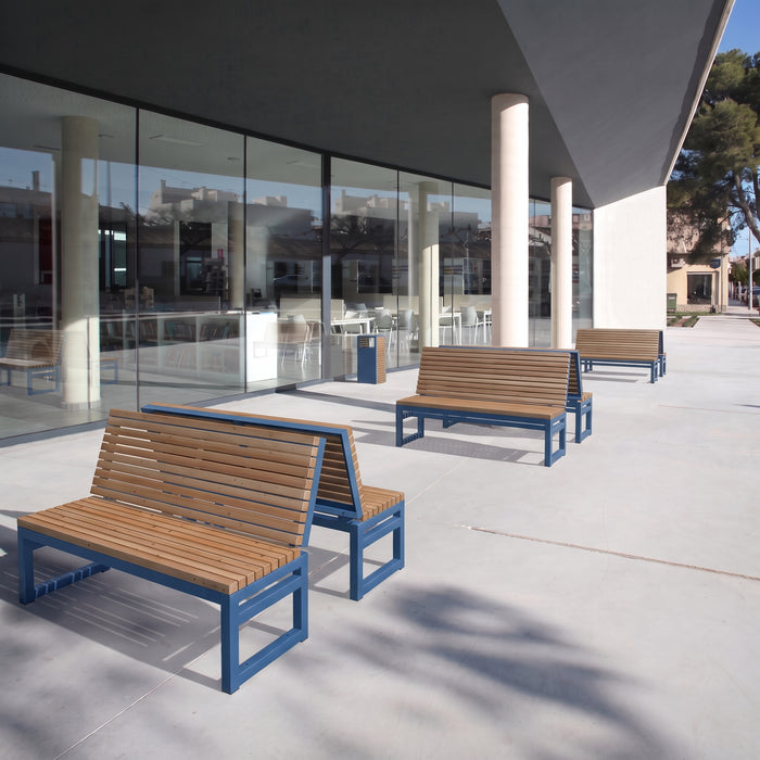 Gewerbefabrik Sitzbank Eppenrod Outdoor Bank Parkbank Holz Blau RAL 5005 Stadt