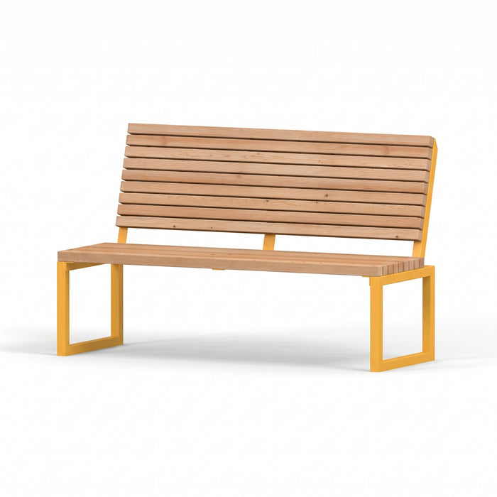 Gewerbefabrik Sitzbank Eppenrod Outdoor Bank Parkbank Holz Gelb RAL 1028