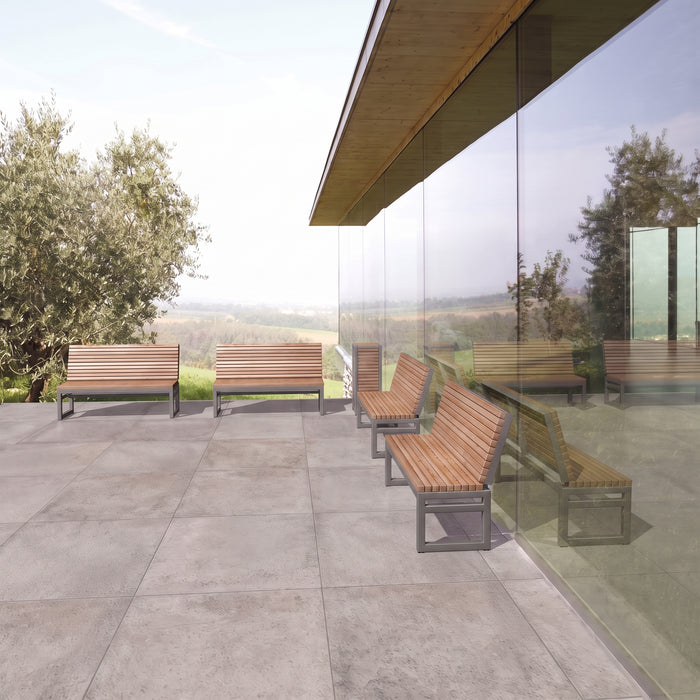 Gewerbefabrik Sitzbank Eppenrod Outdoor Bank Parkbank Holz Grau RAL 7011 Park