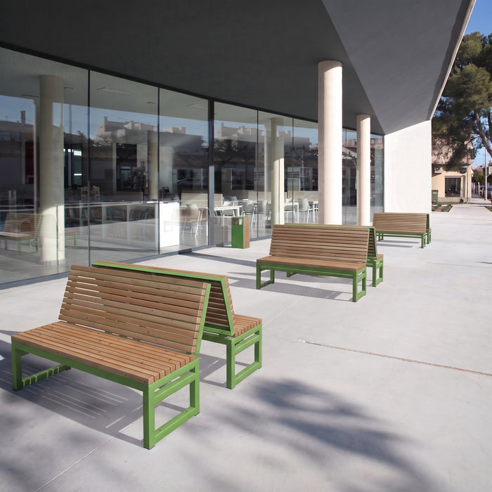 Gewerbefabrik Sitzbank Eppenrod Outdoor Bank Parkbank Holz Grün RAL 6018 Stadt