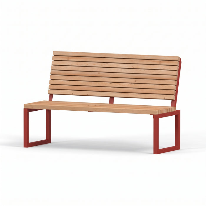 Gewerbefabrik Sitzbank Eppenrod Outdoor Bank Parkbank Holz Rot RAL 3001
