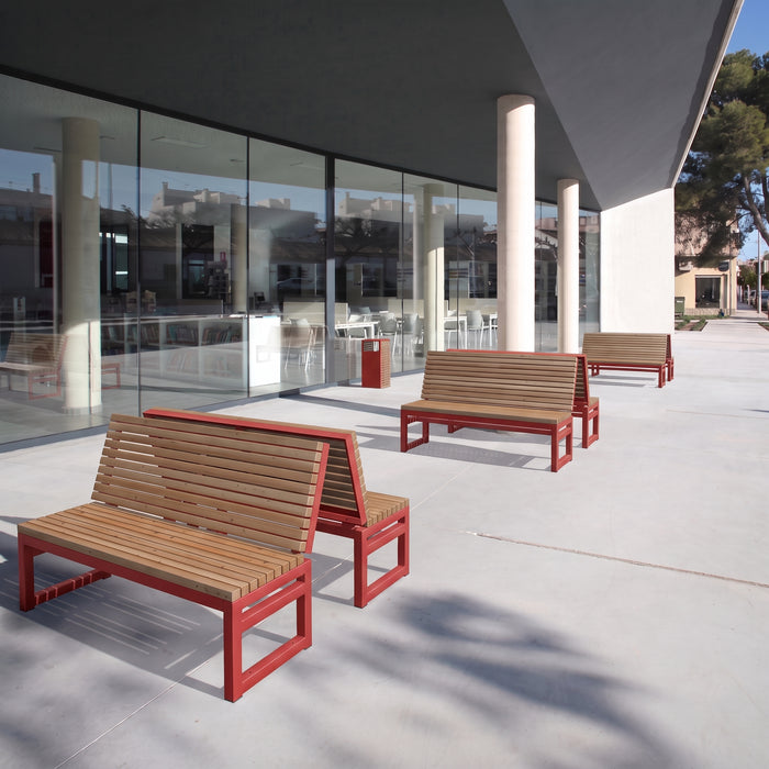 Gewerbefabrik Sitzbank Eppenrod Outdoor Bank Parkbank Holz Rot RAL 3001 Stadt