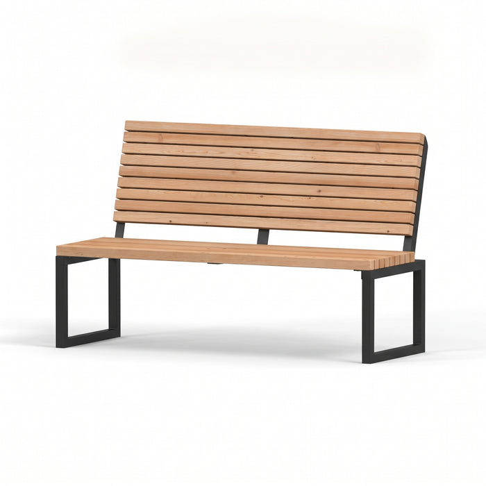 Gewerbefabrik Sitzbank Eppenrod Outdoor Bank Parkbank Holz Schwarz RAL 9017