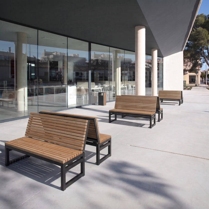 Gewerbefabrik Sitzbank Eppenrod Outdoor Bank Parkbank Holz Schwarz RAL 9017 Stadt