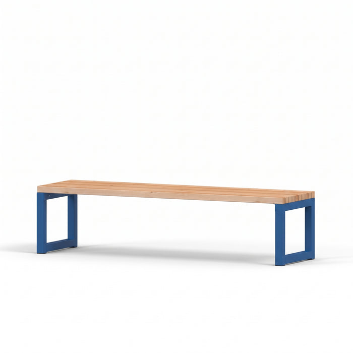 Gewerbefabrik Sitzbank Eppingen Outdoor Bank Parkbank Holz Blau RAL 5005