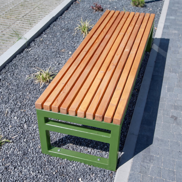 Gewerbefabrik Sitzbank Eppingen Outdoor Bank Parkbank Holz Grün RAL 6018 Park
