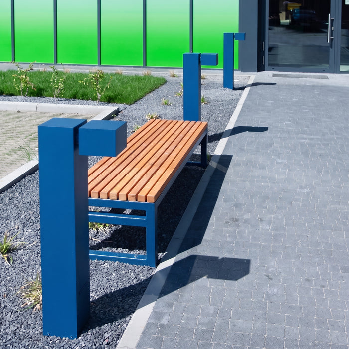Gewerbefabrik Sitzbank Eppstein Outdoor Bank Parkbank Holz Blau RAL 5005 Park
