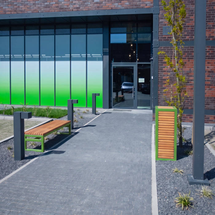 Gewerbefabrik Sitzbank Eppstein Outdoor Bank Parkbank Holz Grün RAL 6018 Stadt