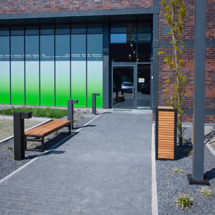 Gewerbefabrik Sitzbank Eppstein Outdoor Bank Parkbank Holz Schwarz RAL 9017 Stadt