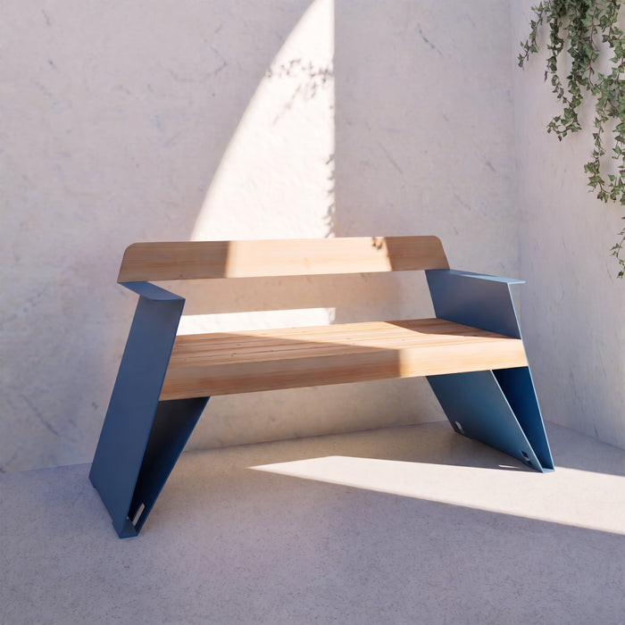 Gewerbefabrik Sitzbank Erlabrunn Outdoor Bank Parkbank Holz Blau RAL 5005 Park