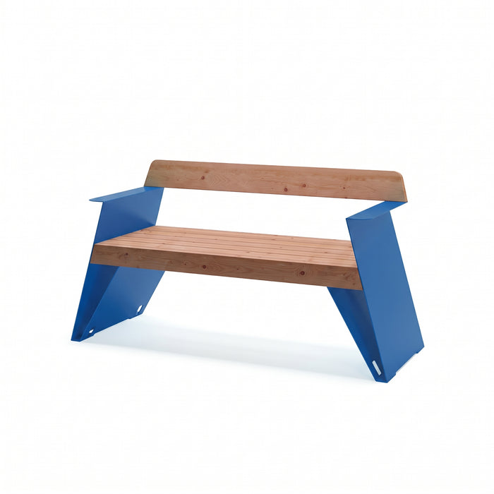 Gewerbefabrik Sitzbank Erlabrunn Outdoor Bank Parkbank Holz Blau RAL 5005