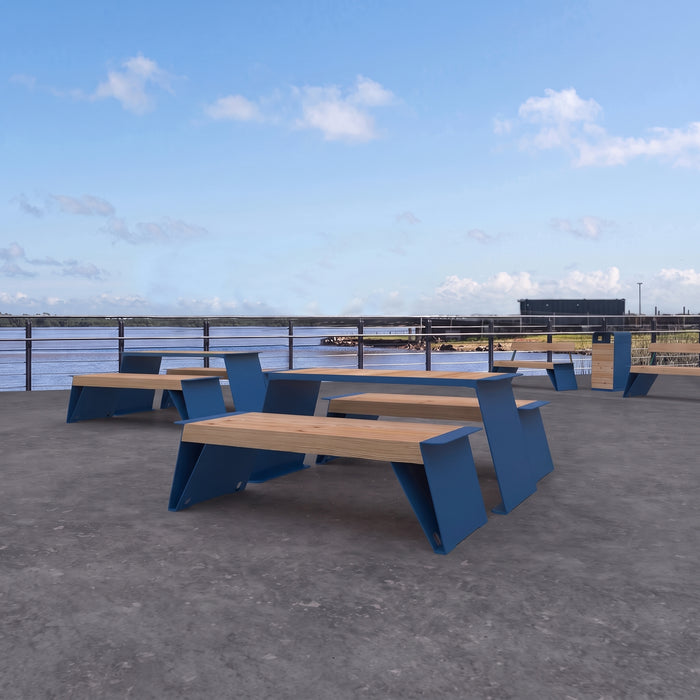Gewerbefabrik Sitzbank Erlabrunn Outdoor Bank Parkbank Holz Blau RAL 5005 Stadt