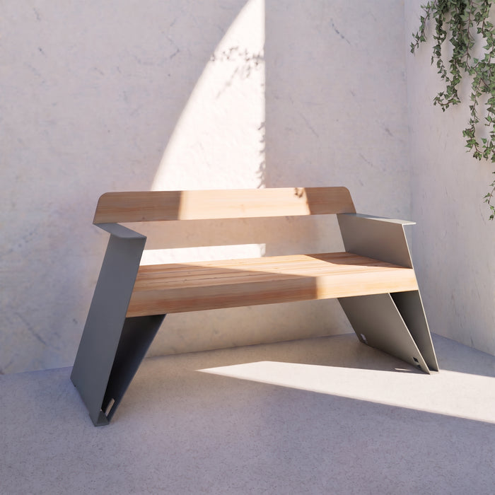 Gewerbefabrik Sitzbank Erlabrunn Outdoor Bank Parkbank Holz Grau RAL 7011 Park