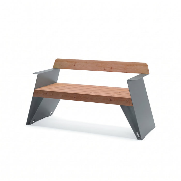 Gewerbefabrik Sitzbank Erlabrunn Outdoor Bank Parkbank Holz Grau RAL 7011