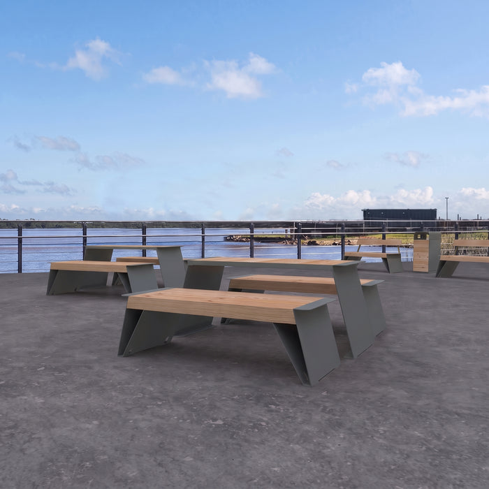 Gewerbefabrik Sitzbank Erlabrunn Outdoor Bank Parkbank Holz Grau RAL 7011 Stadt
