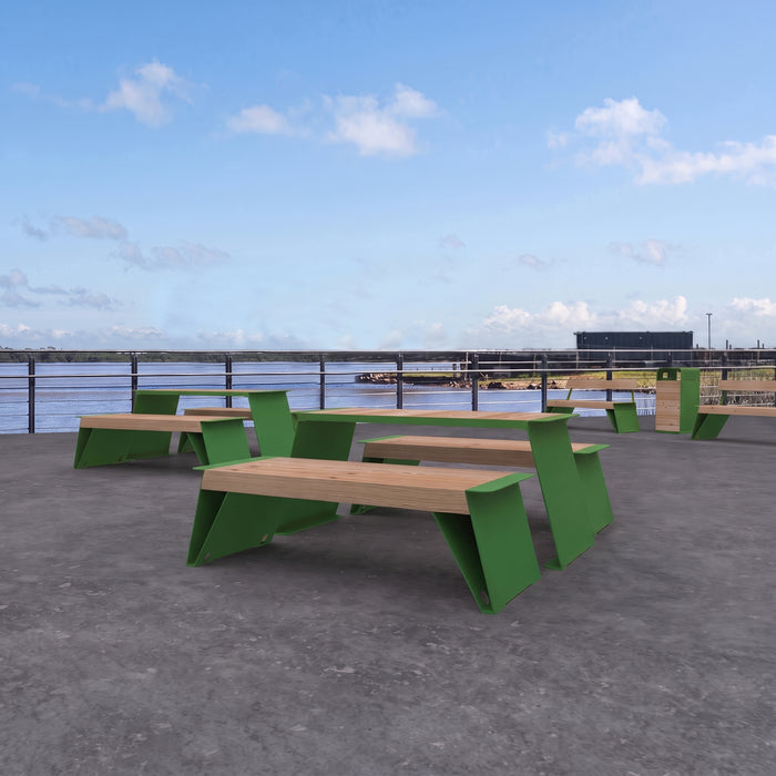 Gewerbefabrik Sitzbank Erlabrunn Outdoor Bank Parkbank Holz Grün RAL 6018 Stadt
