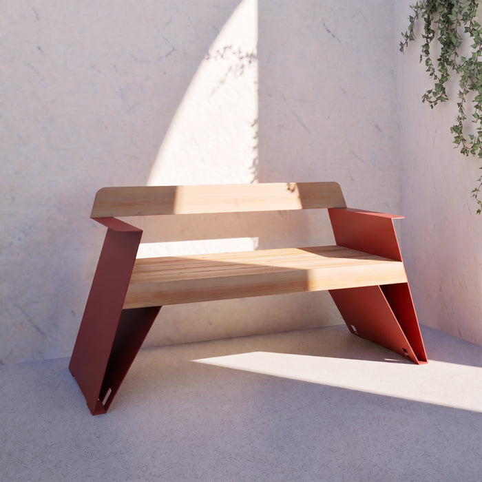 Gewerbefabrik Sitzbank Erlabrunn Outdoor Bank Parkbank Holz Rot RAL 3001 Park