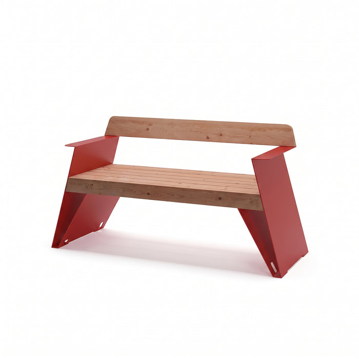 Gewerbefabrik Sitzbank Erlabrunn Outdoor Bank Parkbank Holz Rot RAL 3001