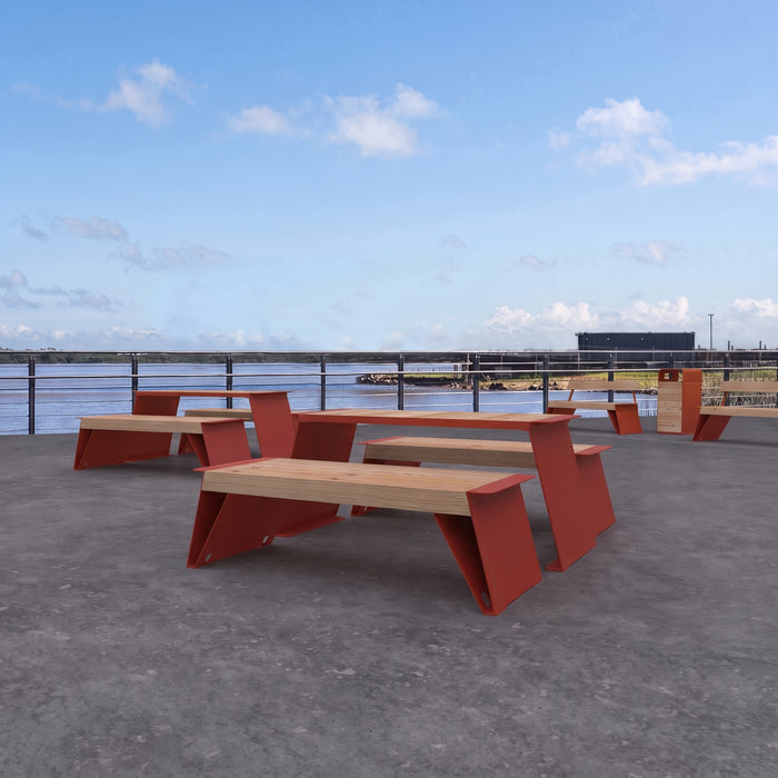 Gewerbefabrik Sitzbank Erlabrunn Outdoor Bank Parkbank Holz Rot RAL 3001 Stadt