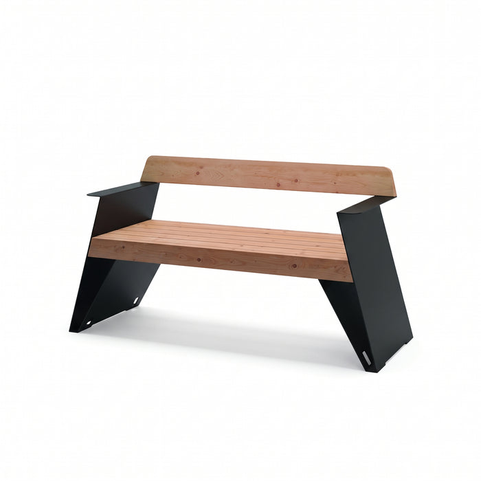 Gewerbefabrik Sitzbank Erlabrunn Outdoor Bank Parkbank Holz Schwarz RAL 9017