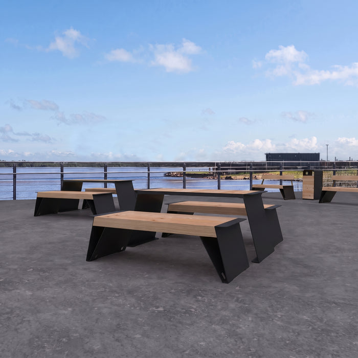 Gewerbefabrik Sitzbank Erlabrunn Outdoor Bank Parkbank Holz Schwarz RAL 9017 Stadt