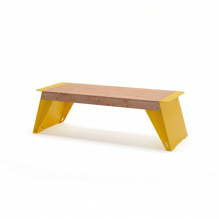 Gewerbefabrik Sitzbank Erlau Outdoor Bank Parkbank Holz Gelb RAL 1028
