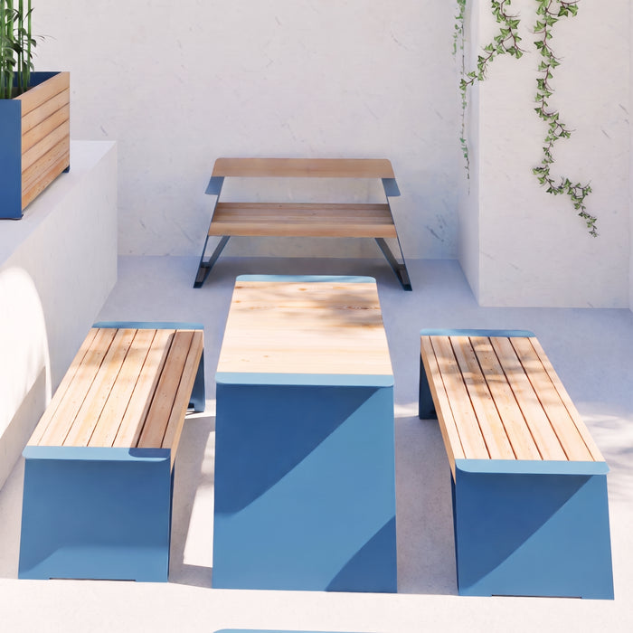 Gewerbefabrik Sitzbank Erlbach Outdoor Bank Parkbank Holz Blau RAL 5005 Park