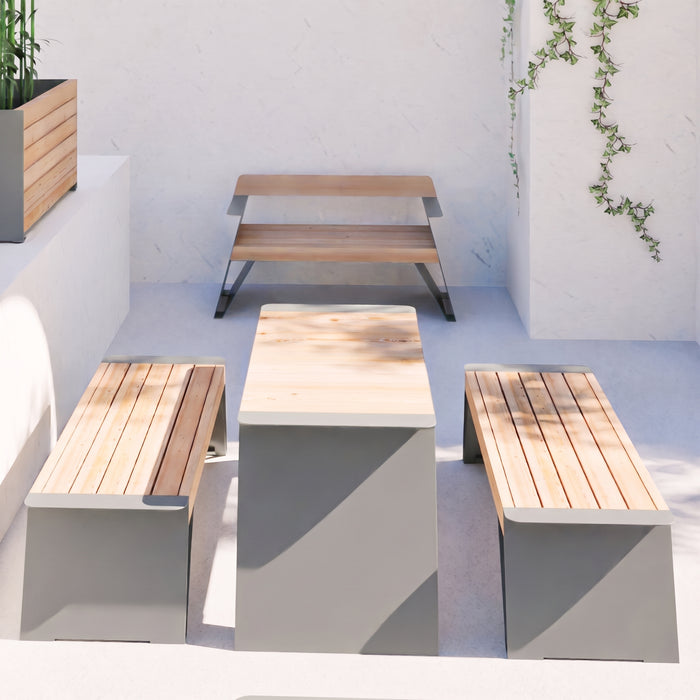 Gewerbefabrik Sitzbank Erlbach Outdoor Bank Parkbank Holz Grau RAL 7011 Park
