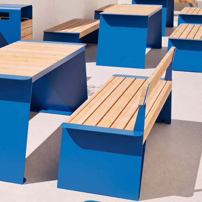 Gewerbefabrik Sitzbank Erlenbach Outdoor Bank Parkbank Holz Blau RAL 5005 Park