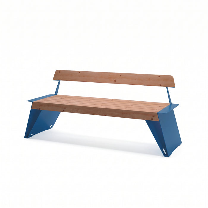Gewerbefabrik Sitzbank Erlenbach Outdoor Bank Parkbank Holz Blau RAL 5005