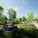 Gewerbefabrik Sitzbank Erlenbach Outdoor Bank Parkbank Holz Blau RAL 5005 Stadt