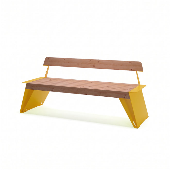 Gewerbefabrik Sitzbank Erlenbach Outdoor Bank Parkbank Holz Gelb RAL 1028