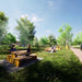 Gewerbefabrik Sitzbank Erlenbach Outdoor Bank Parkbank Holz Gelb RAL 1028 Stadt