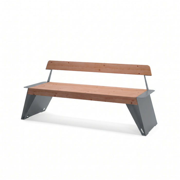 Gewerbefabrik Sitzbank Erlenbach Outdoor Bank Parkbank Holz Grau RAL 7011