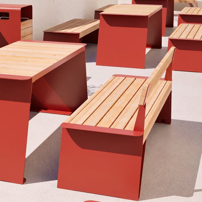 Gewerbefabrik Sitzbank Erlenbach Outdoor Bank Parkbank Holz Rot RAL 3001 Park