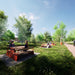 Gewerbefabrik Sitzbank Erlenbach Outdoor Bank Parkbank Holz Rot RAL 3001 Stadt