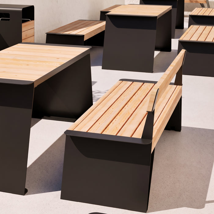Gewerbefabrik Sitzbank Erlenbach Outdoor Bank Parkbank Holz Schwarz RAL 9017 Park