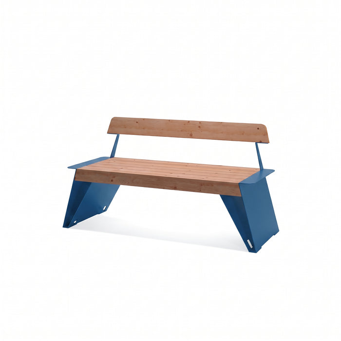 Gewerbefabrik Sitzbank Erlensee Outdoor Bank Parkbank Holz Blau RAL 5005