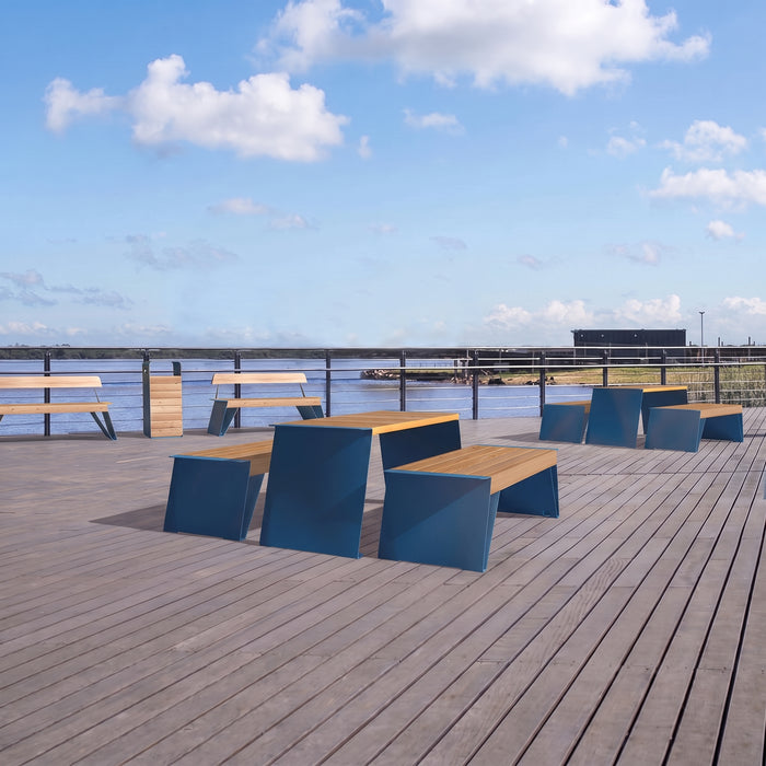 Gewerbefabrik Sitzbank Erlensee Outdoor Bank Parkbank Holz Blau RAL 5005 Stadt