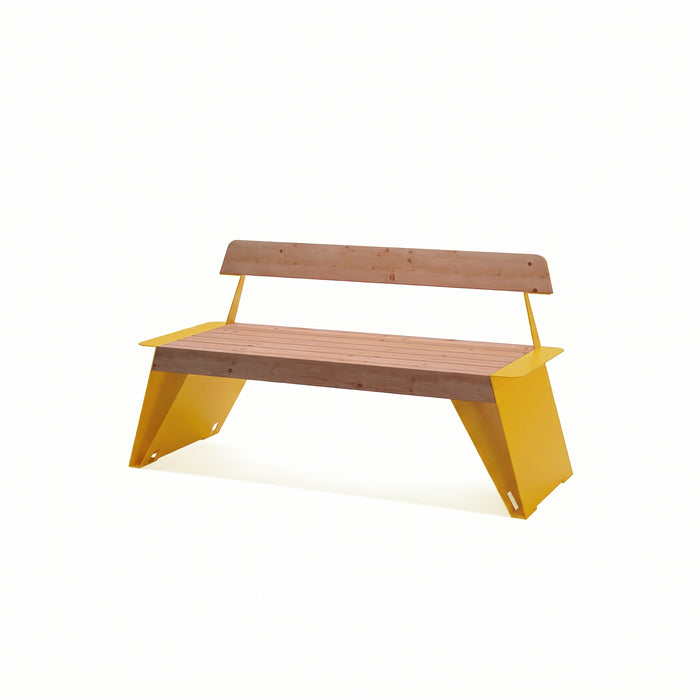 Gewerbefabrik Sitzbank Erlensee Outdoor Bank Parkbank Holz Gelb RAL 1028