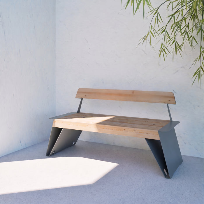 Gewerbefabrik Sitzbank Erlensee Outdoor Bank Parkbank Holz Grau RAL 7011 Park