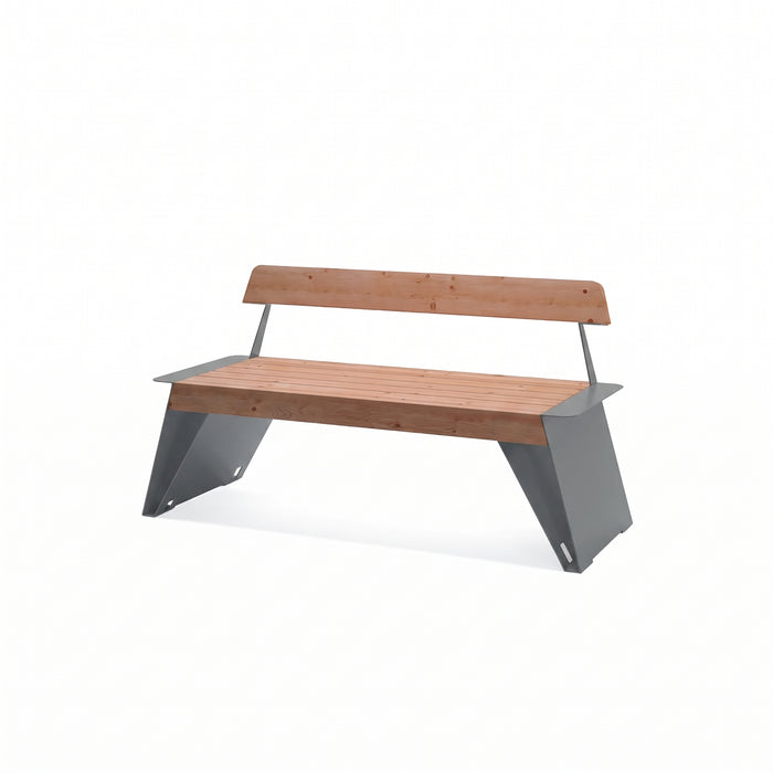 Gewerbefabrik Sitzbank Erlensee Outdoor Bank Parkbank Holz Grau RAL 7011