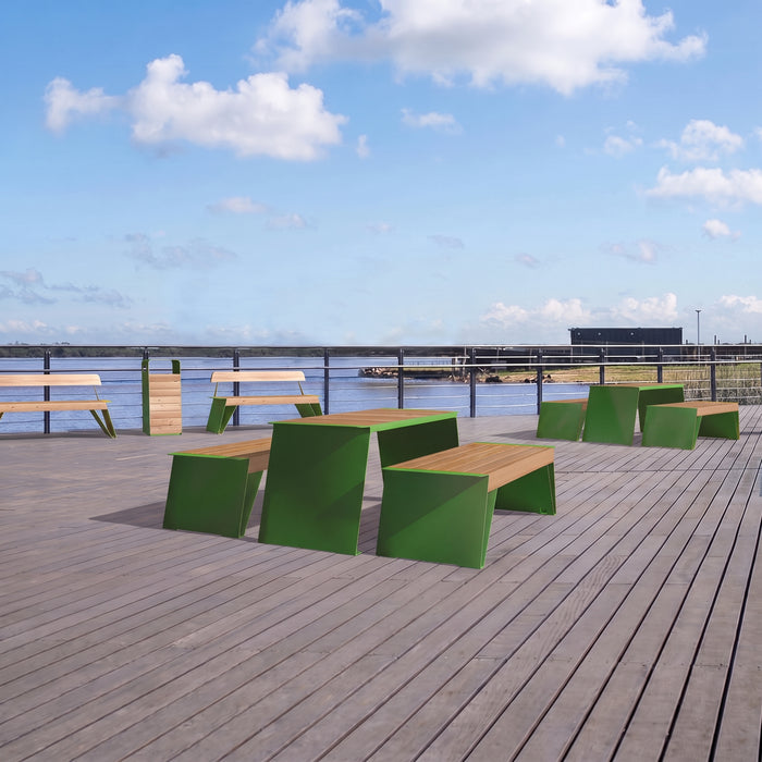 Gewerbefabrik Sitzbank Erlensee Outdoor Bank Parkbank Holz Grün RAL 6018 Stadt