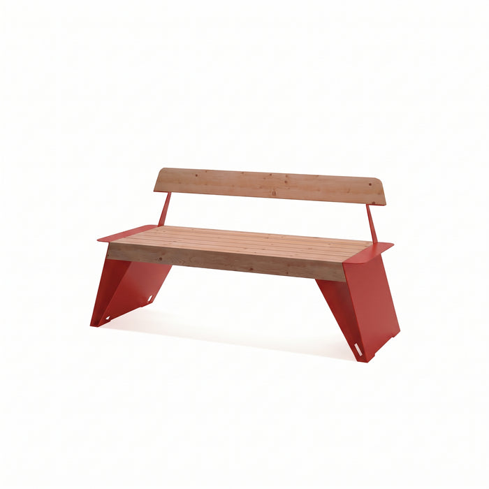 Gewerbefabrik Sitzbank Erlensee Outdoor Bank Parkbank Holz Rot RAL 3001