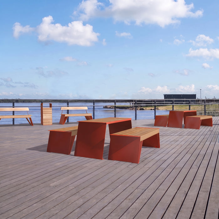 Gewerbefabrik Sitzbank Erlensee Outdoor Bank Parkbank Holz Rot RAL 3001 Stadt