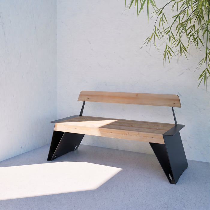 Gewerbefabrik Sitzbank Erlensee Outdoor Bank Parkbank Holz Schwarz RAL 9017 Park