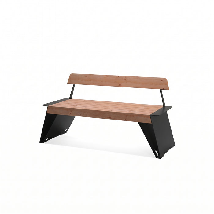 Gewerbefabrik Sitzbank Erlensee Outdoor Bank Parkbank Holz Schwarz RAL 9017